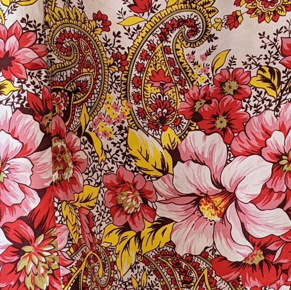 100% Silk Vintage Tank Top Flower Paisley Print - Picture 4 of 15